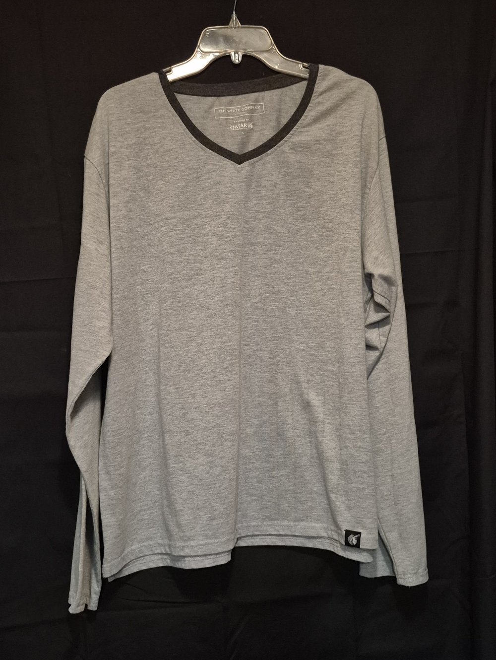 The White Company Gray Long Sleeve V-Neck Shirt